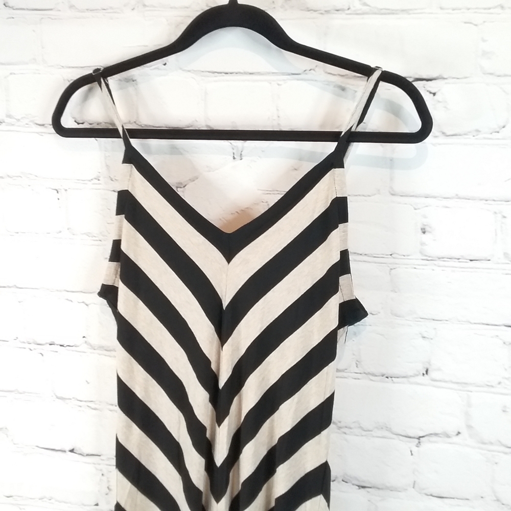 💜 Matty M | Striped Maxi Dress | Black & Cream
